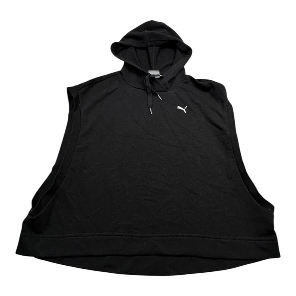Puma Black Sleeveless Cropped Hoodie Athletic Style Women's S P‎